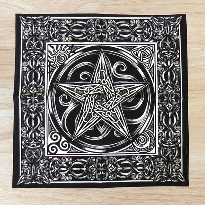 Black and Gray Pentacle Altar Cloth (24 Inches)