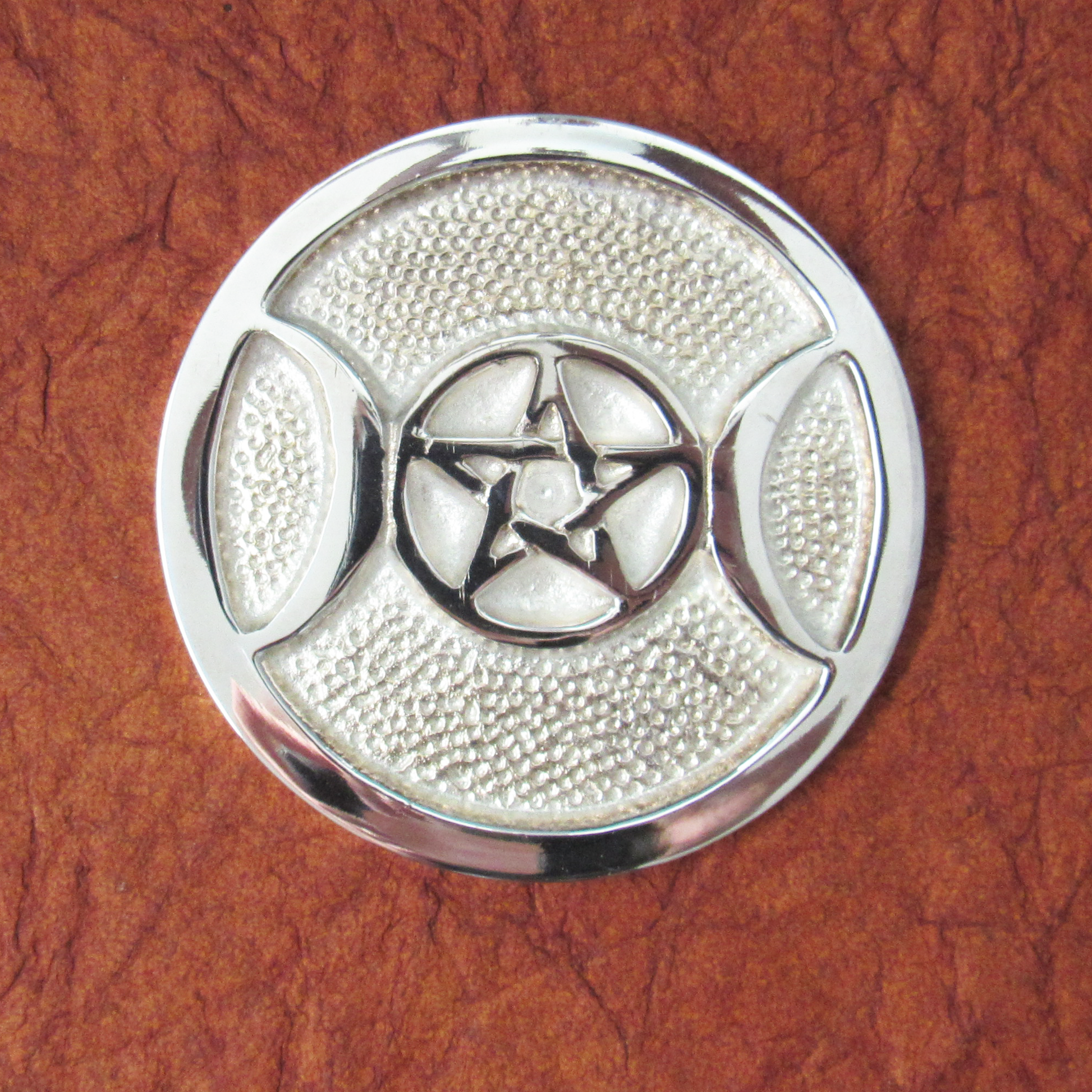 Silver-Plated Triple Moon Altar Tile (3 Inches)