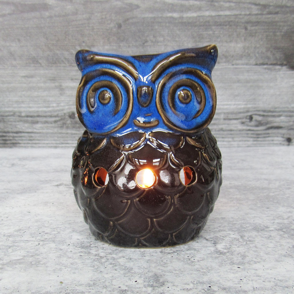 Owl Ceramic Oil Diffuser (Blue/Black)