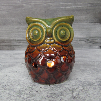 Owl Ceramic Oil Diffuser (Green/Brown)