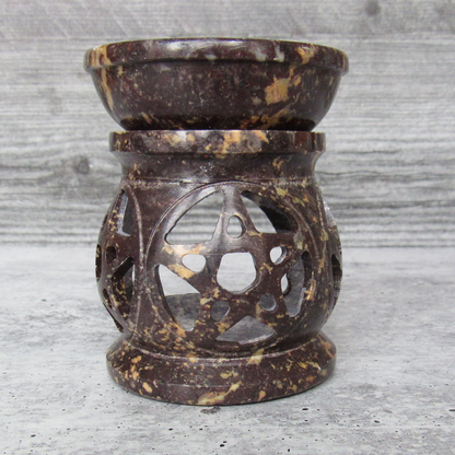 Triple Pentagram Soapstone Aroma Lamp