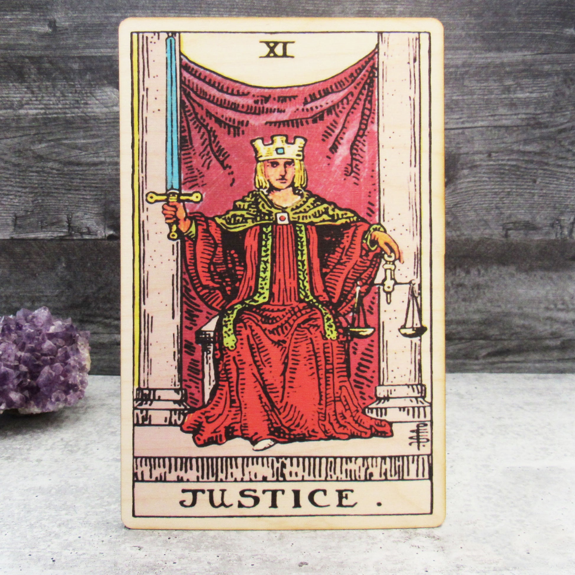 Tarot Art Print on Wood (Justice)