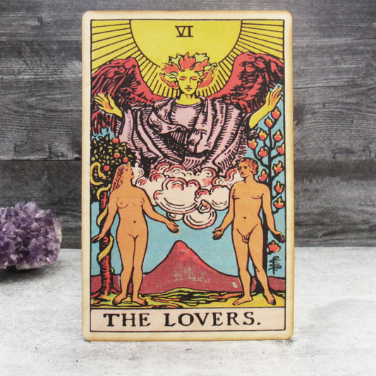 Tarot Art Print on Wood (The Lovers)