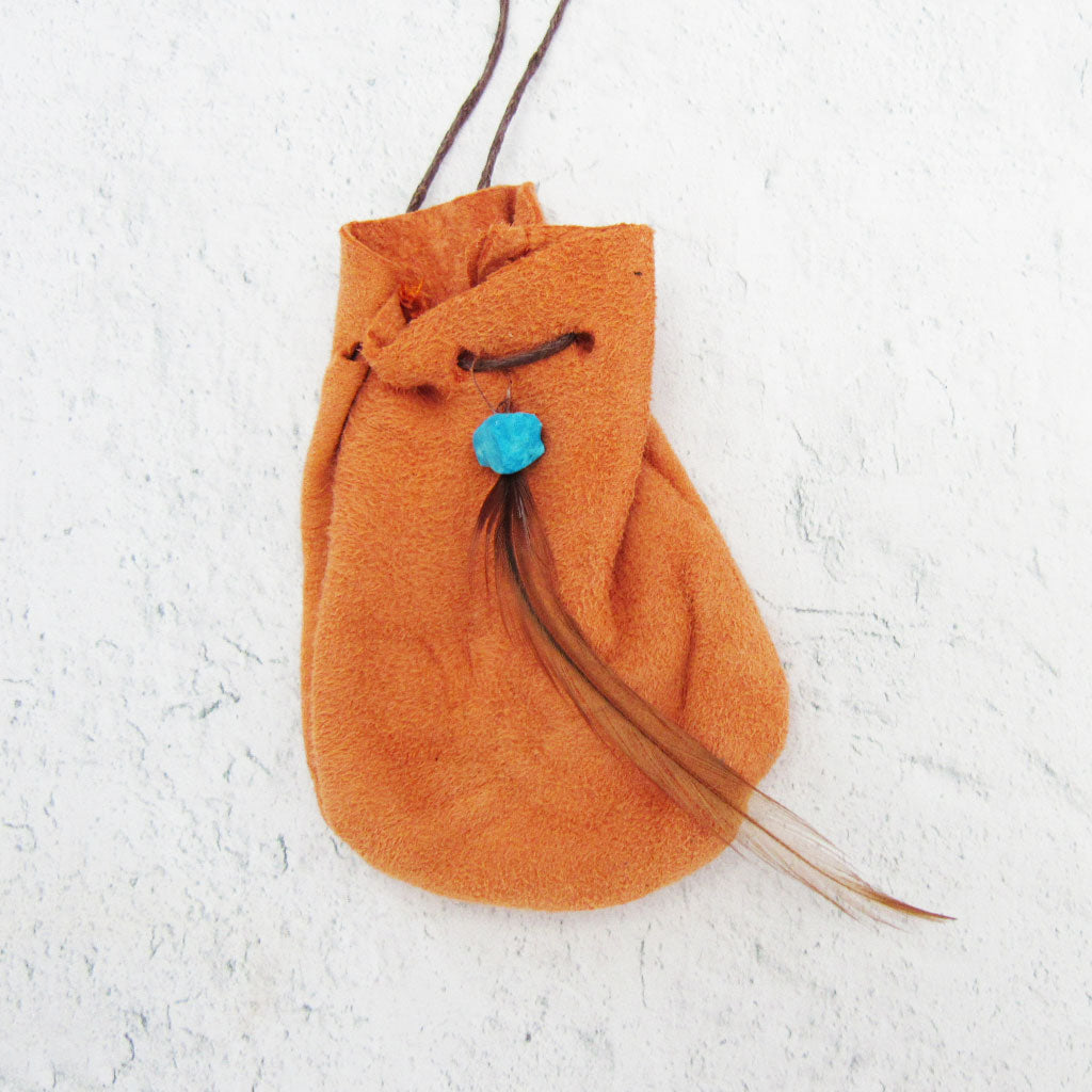 Gold Leather Pouch with Cord