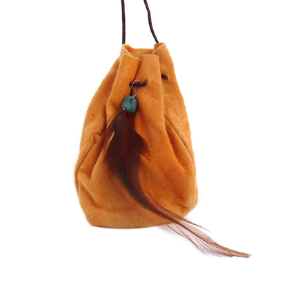 Gold Leather Pouch with Cord