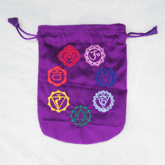 Seven Chakras Purple Velvet Bag