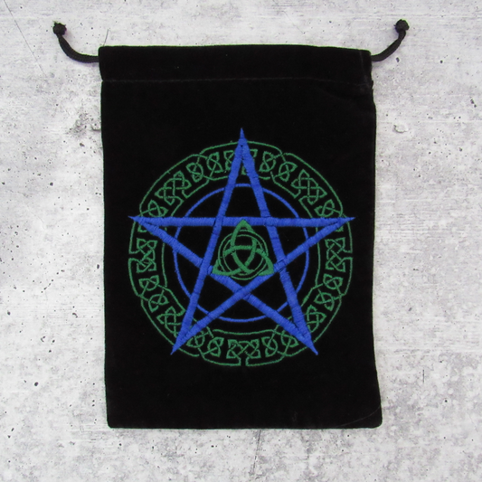 Pentagram with Triquetra Embroidered Tarot Bag
