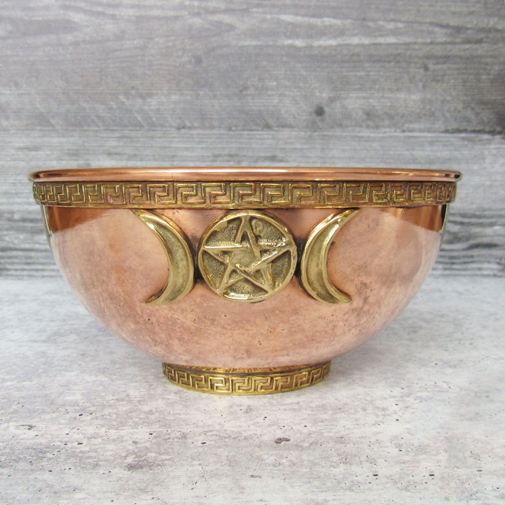 Large Copper Triple Moon Ritual Bowl (6 Inches)