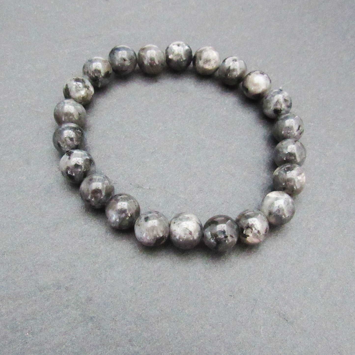 Black Labradorite Round Bead Bracelet (8mm)