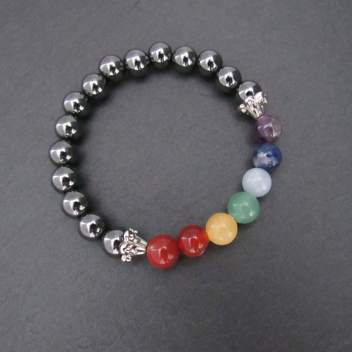 Seven Chakras Bracelet with Hematite