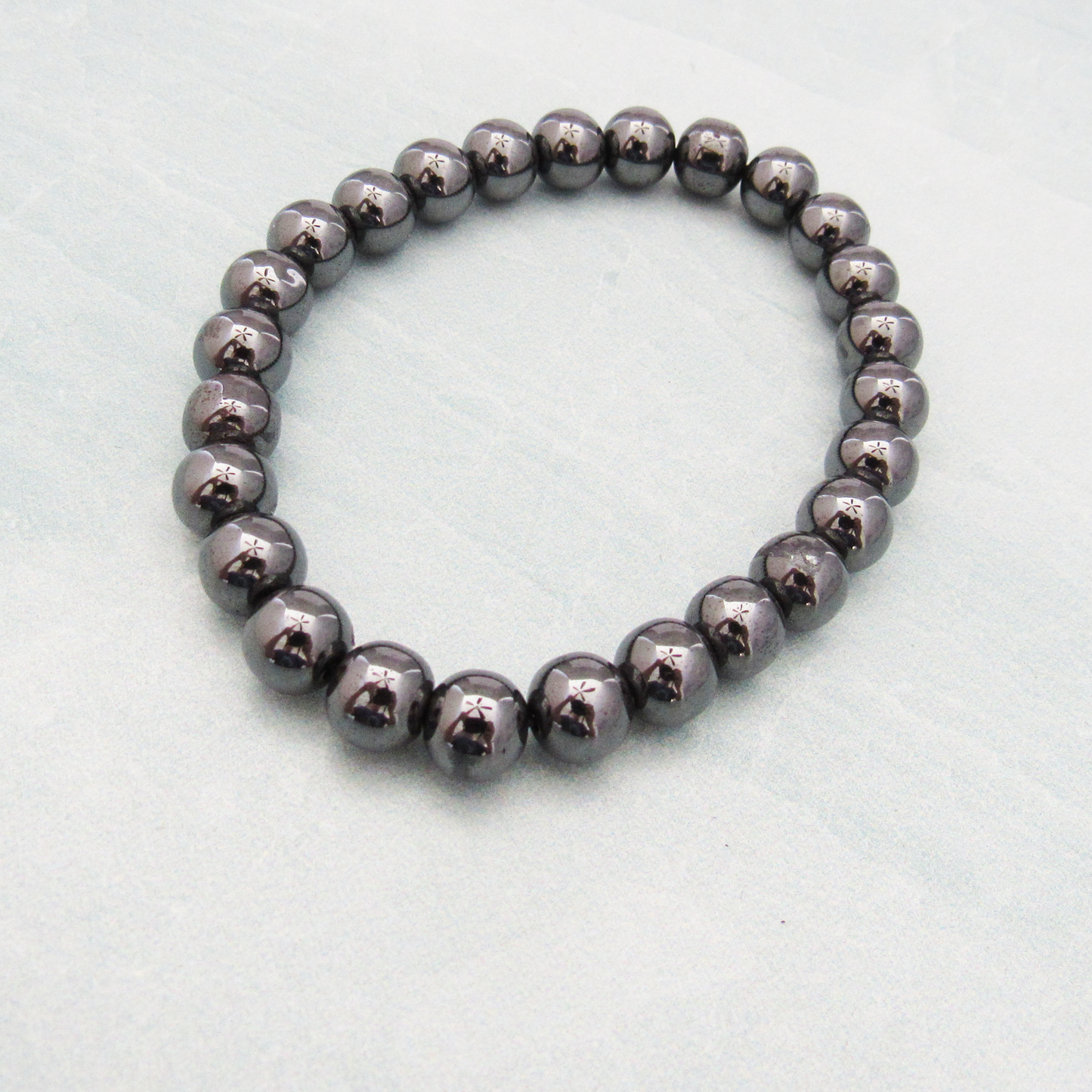 Hematite Round Bead Bracelet (8mm)