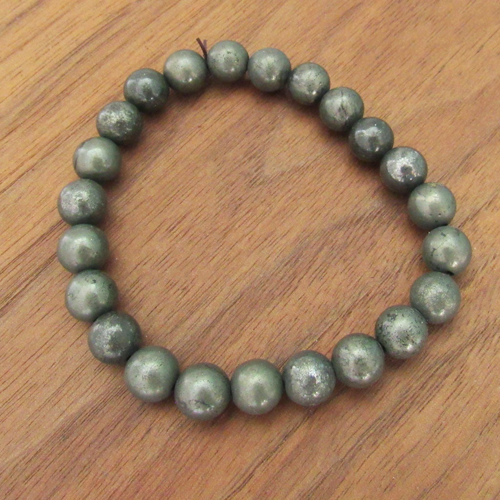 Pyrite Round Bead Bracelet (8mm)