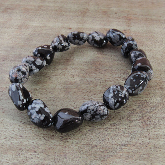 Tumbled Snowflake Obsidian Bracelet