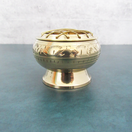 Engraved Brass Incense Burner