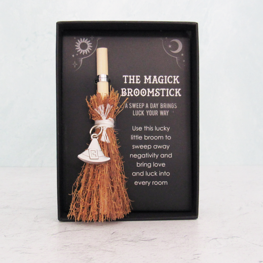 Mini Magick Broomstick with Witch's Hat Charm