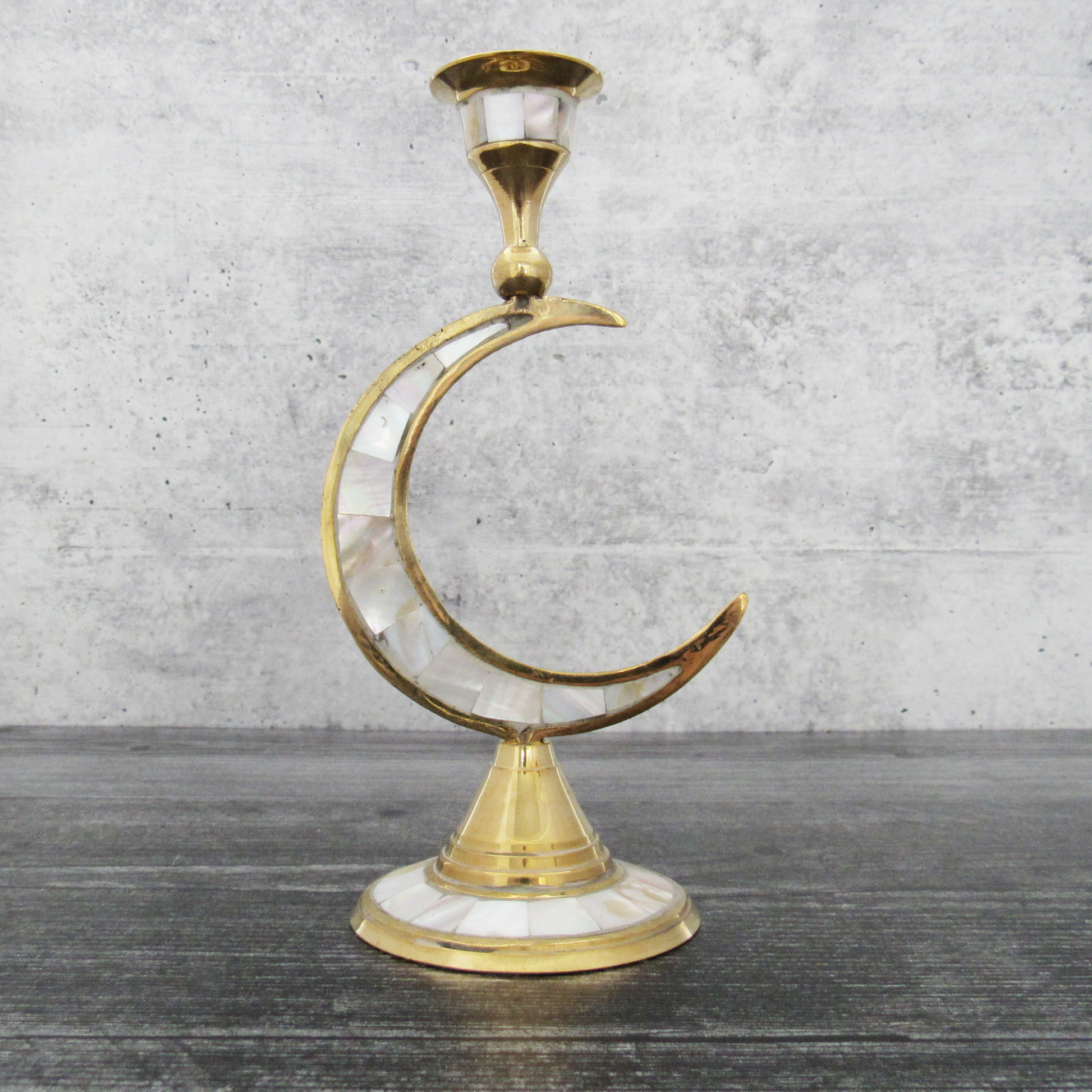 Brass Crescent Moon Candle Holder