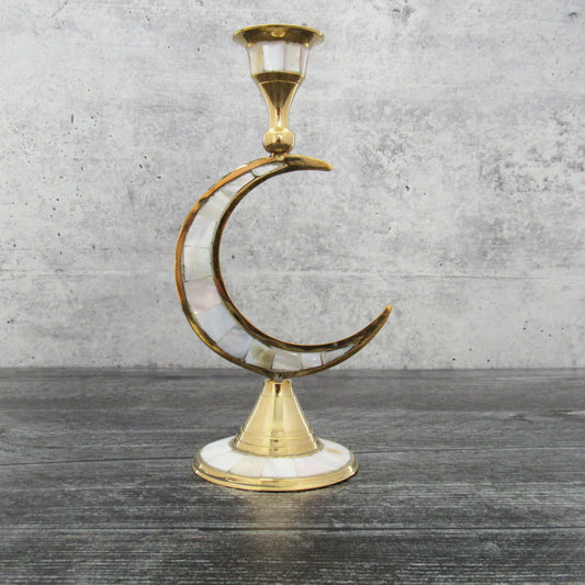 Brass Crescent Moon Candle Holder