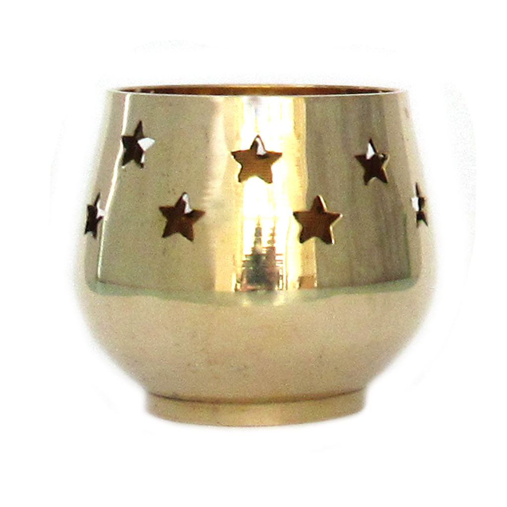 Brass Star Cutout Candle Holder