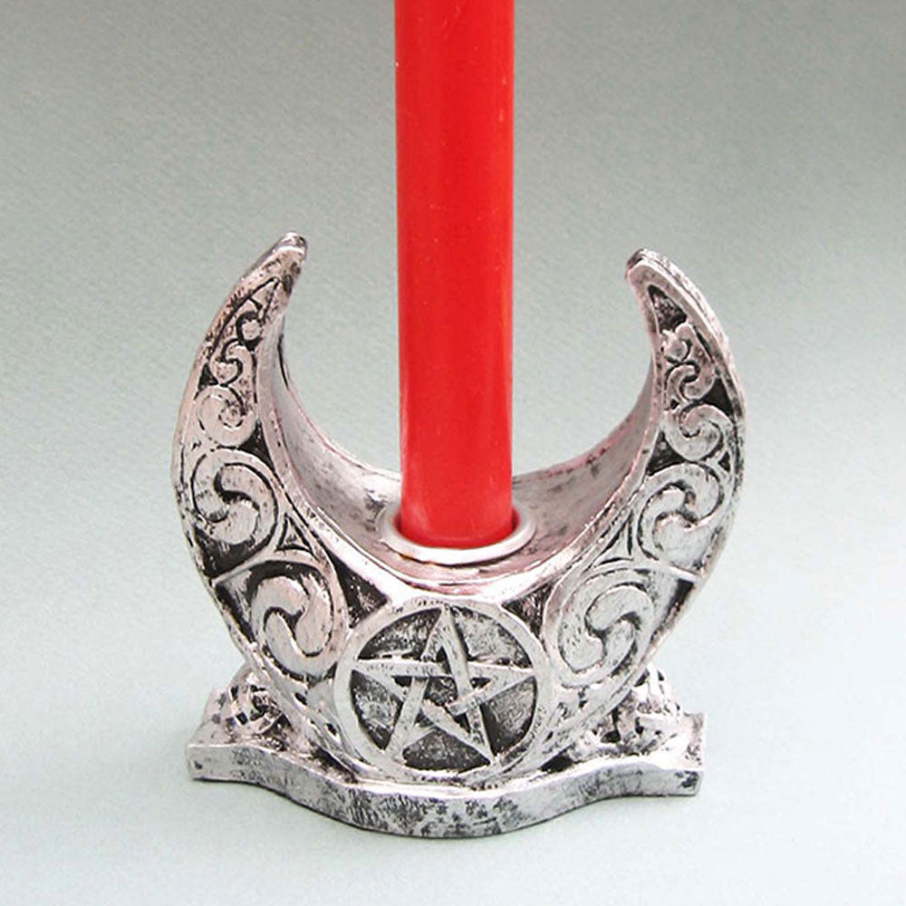 Dryad Design Moon Pentacle Candle Holder (Silver)