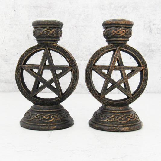 Wiccan Pentagram Candle Holders (Set of 2)