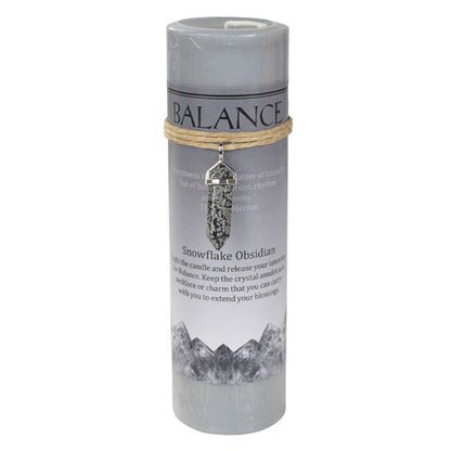 Balance Pillar Candle with Snowflake Obsidian Pendant