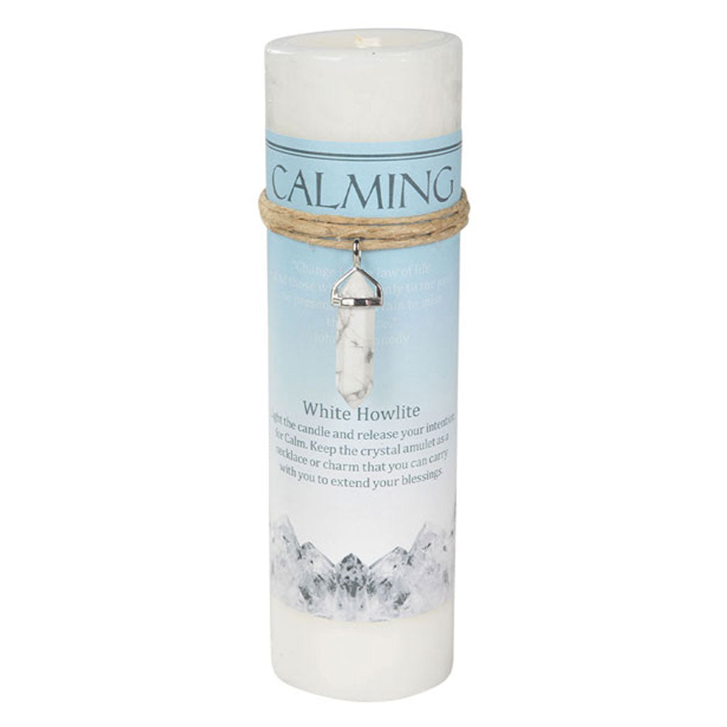 Calming Pillar Candle with White Howlite Pendant