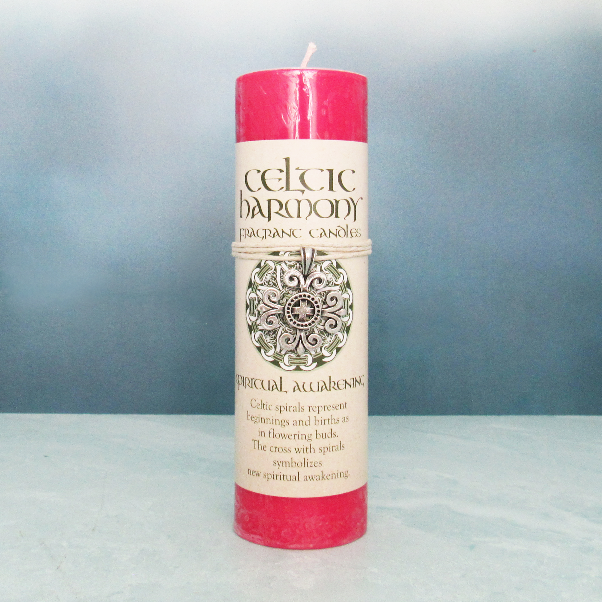 Celtic Harmony Pillar Candle with Pewter Pendant (Spiritual Awakening)