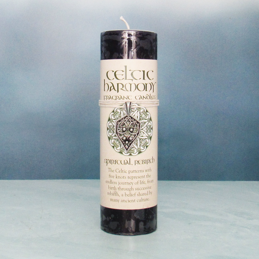 Celtic Harmony Pillar Candle with Pewter Pendant (Spiritual Rebirth)