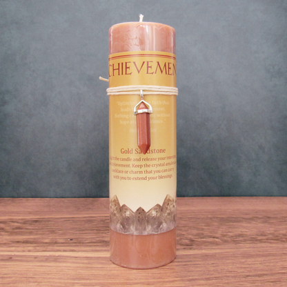 Achievement Pillar Candle with Gold Sandstone Pendant