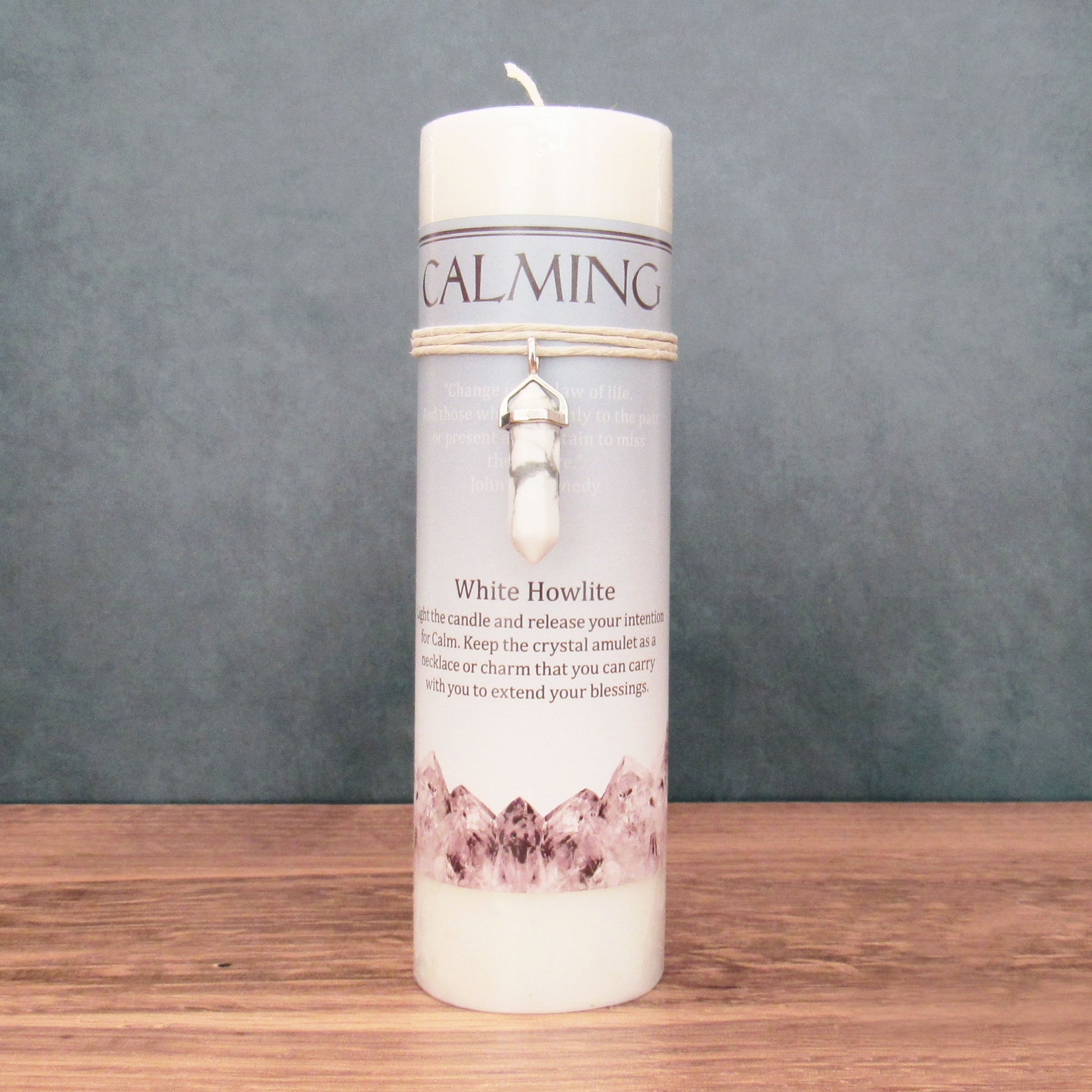 Calming Pillar Candle with White Howlite Pendant