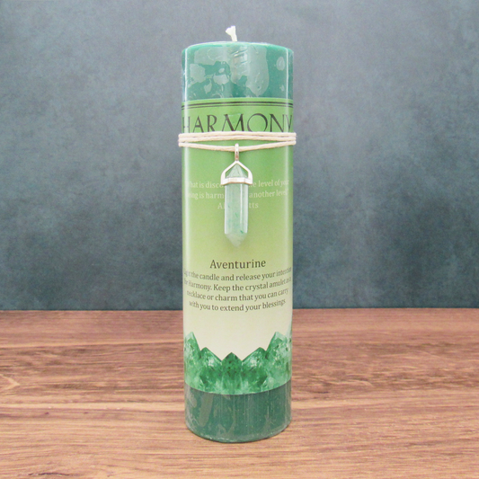 Harmony Pillar Candle with Aventurine Pendant