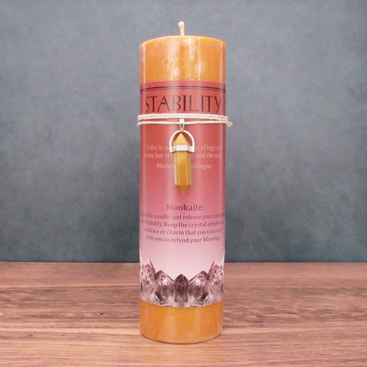 Stability Pillar Candle with Mookaite Pendant