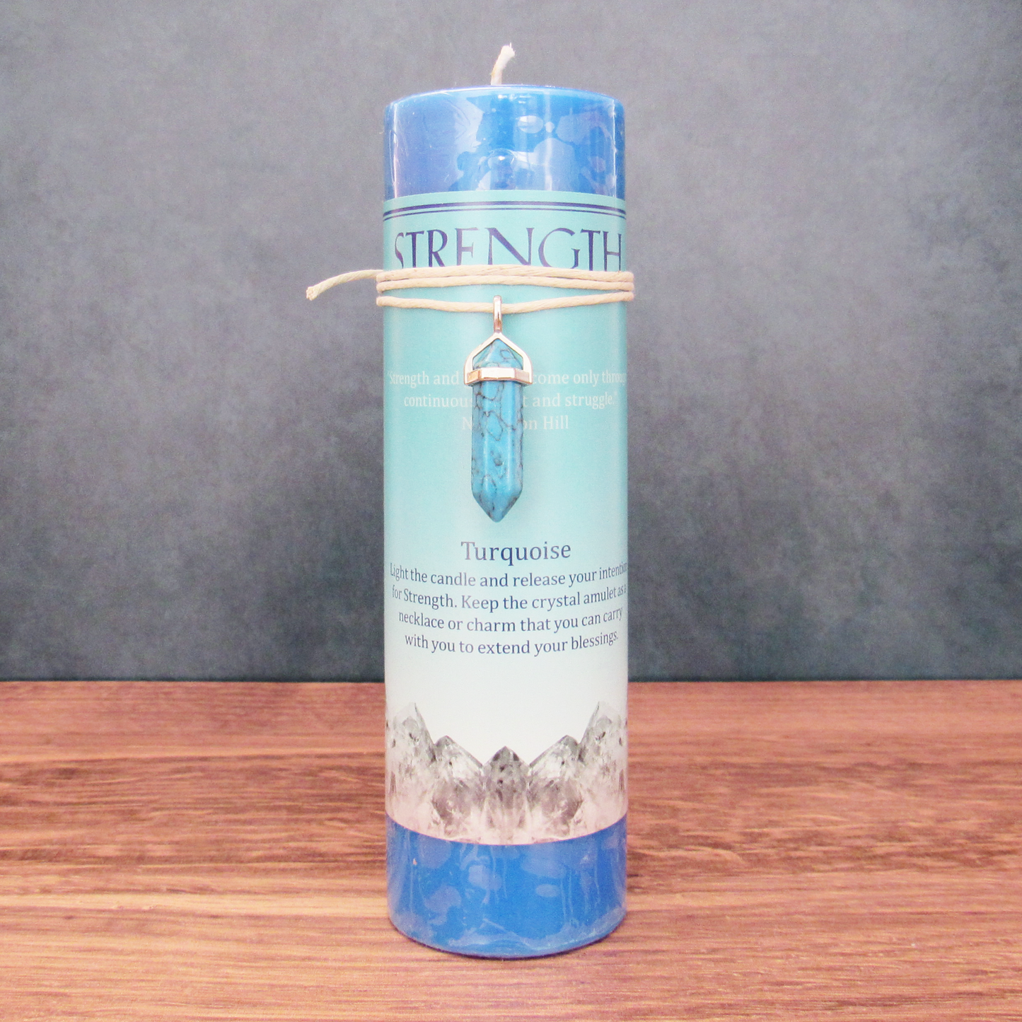Strength Pillar Candle with Turquoise Pendant