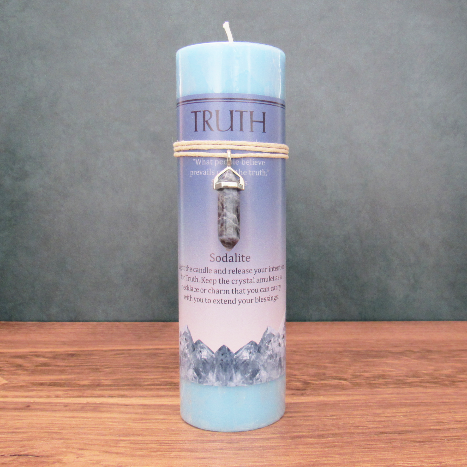 Truth Pillar Candle with Sodalite Pendant