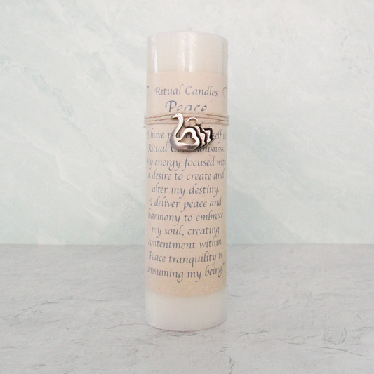 Peace Pillar Candle with Pewter Pendant