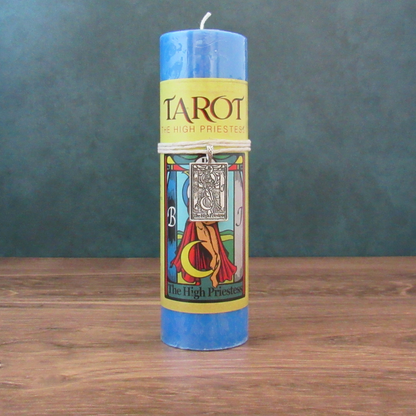 The High Priestess Tarot Pillar Candle with Pewter Pendant