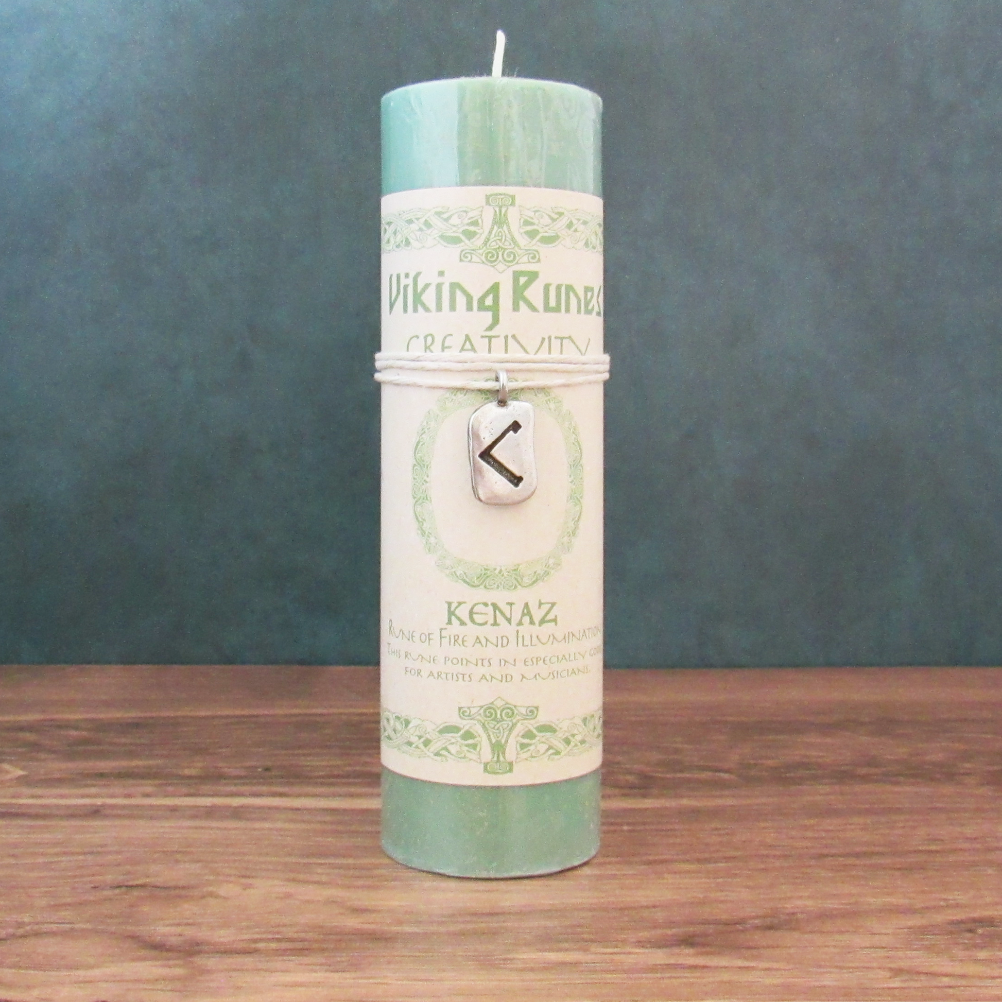 Viking Rune Pillar Candle with Kenaz (Creativity) Pendant