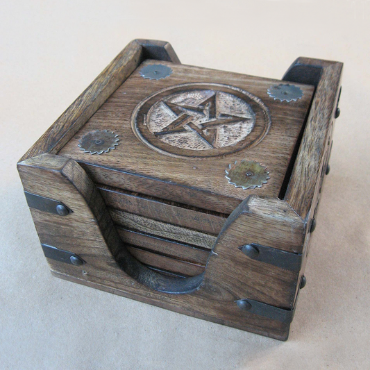 Wood Pentagram Coasters (Set of 6)