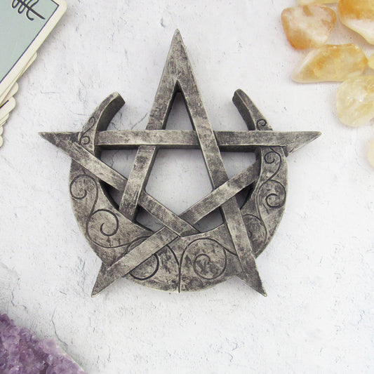 Dryad Design Crescent Moon Pentacle Plaque (Stone Color)