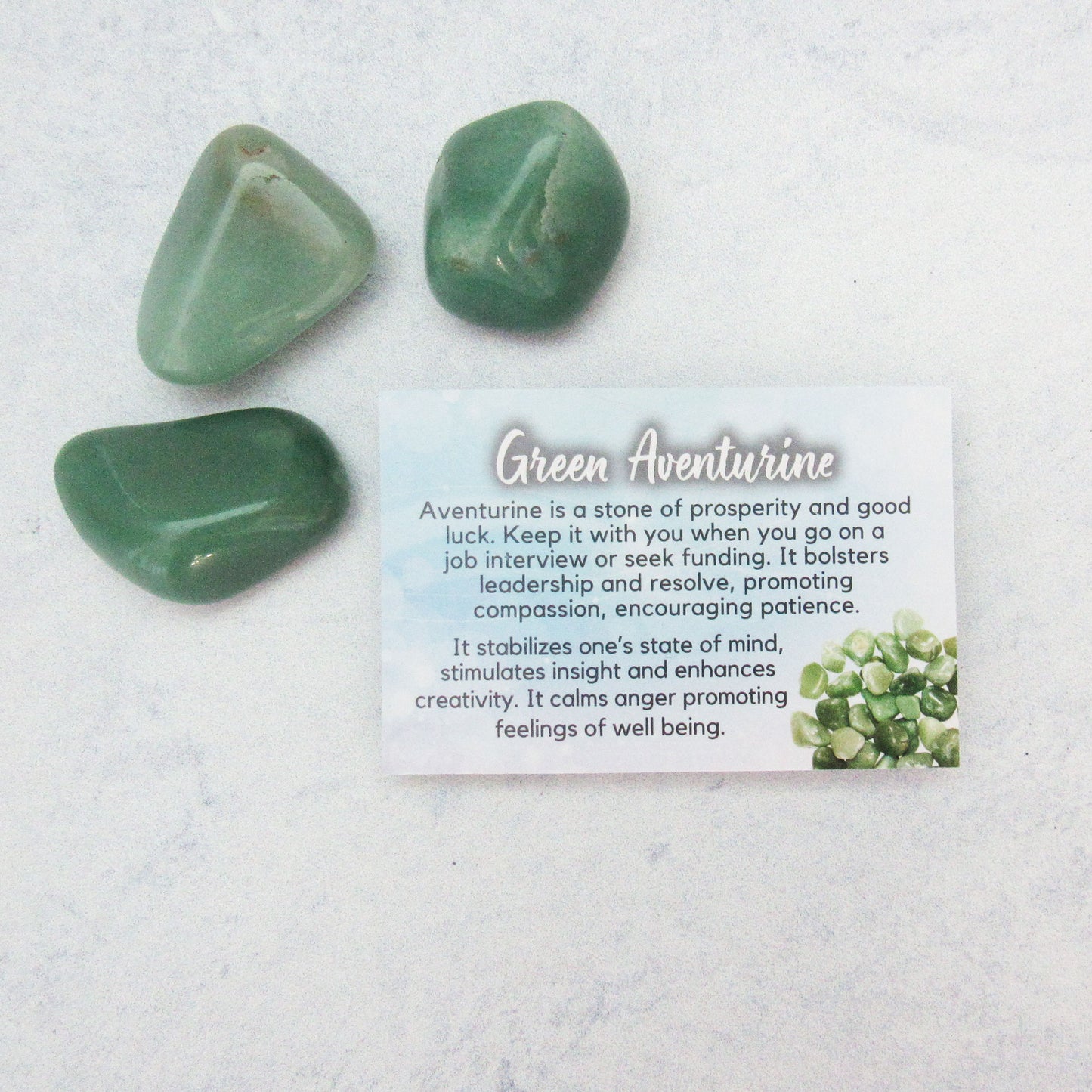 Green Aventurine (Package of 3 with Info Card)