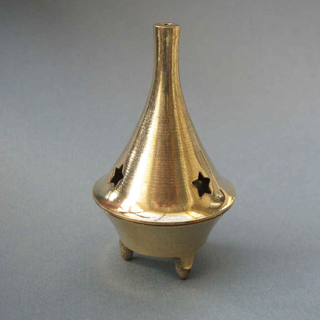 Mini Brass Incense Cone Burner with Lid (Assorted Styles)