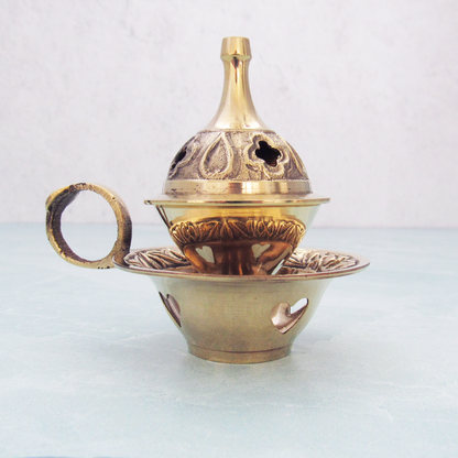 Brass Incense Burner with Finger Ring