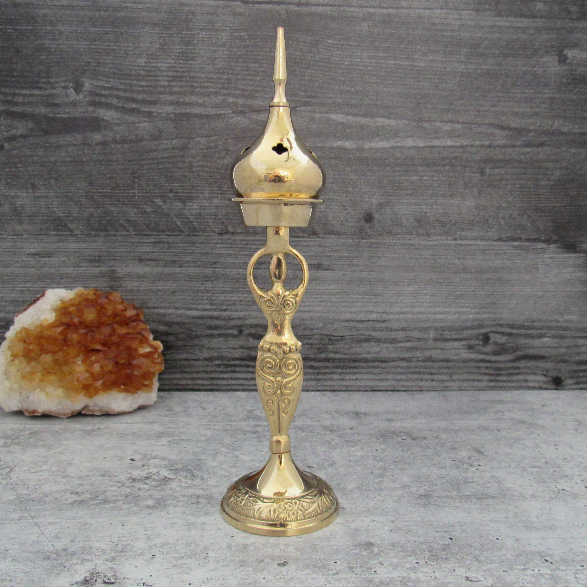 Brass Goddess Incense Burner