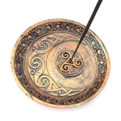 Crescent Moon and Triskelion Incense Burner