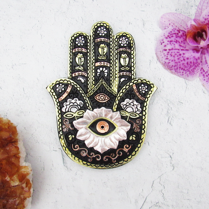 Black and Gold Hamsa Incense Burner