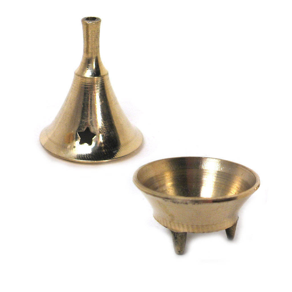 Mini Brass Incense Cone Burner with Lid (Assorted Styles)