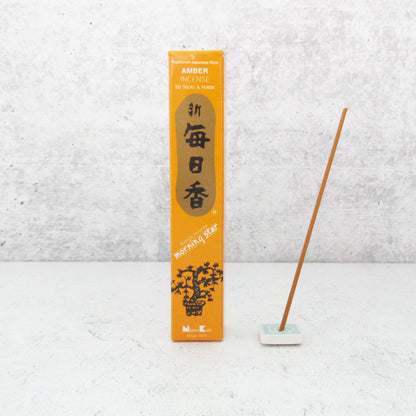 Morning Star Incense - Amber (Box of 50 Sticks with Holder)