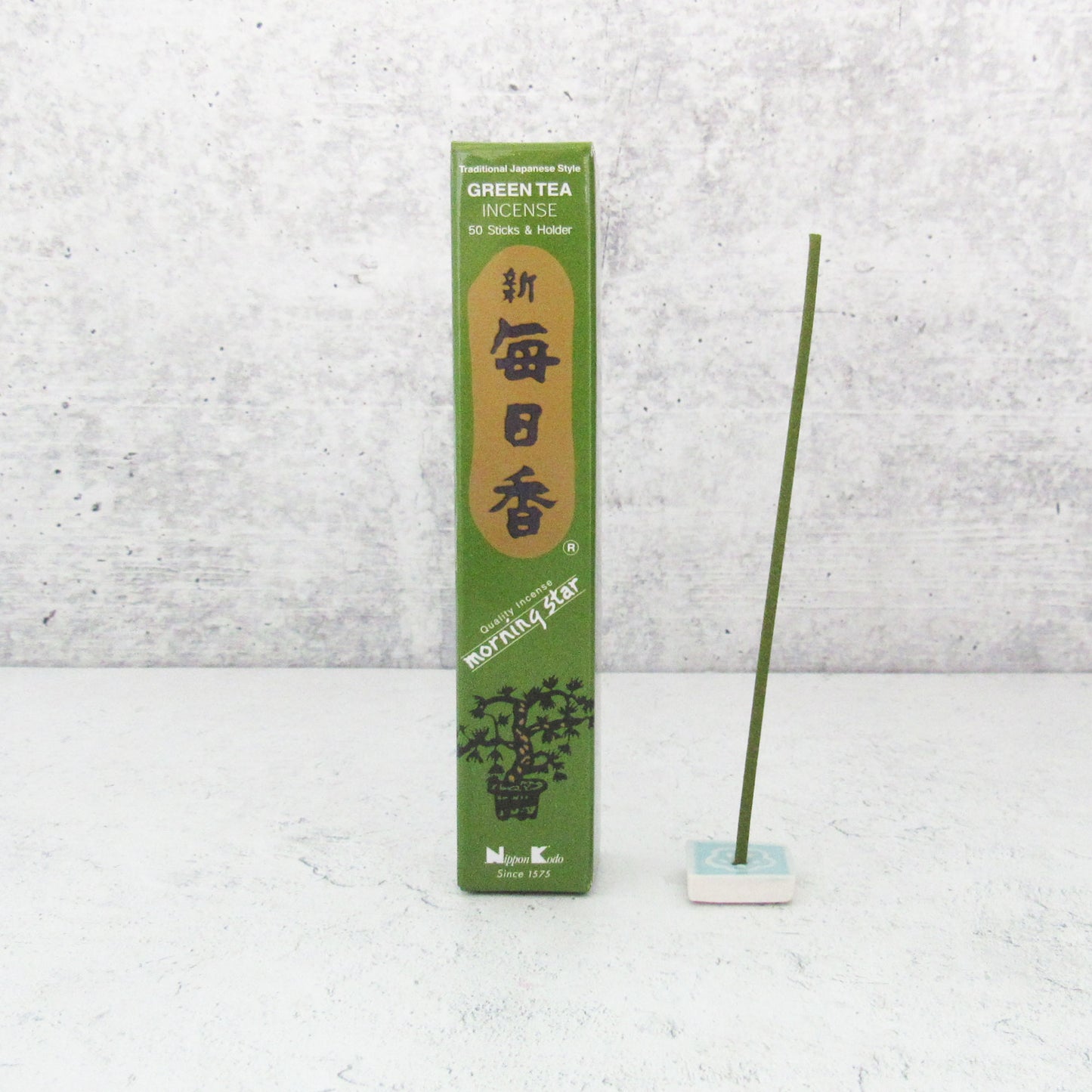 Morning Star Incense - Green Tea (Box of 50 Sticks with Holder)