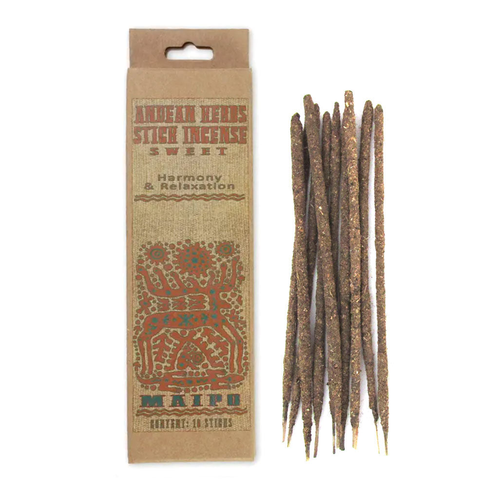 Andean Herbs Stick Incense - Sweet (Package of 10)