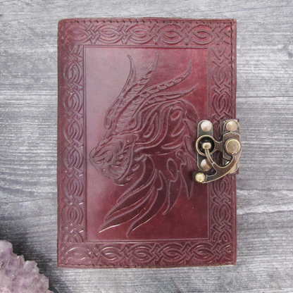 Celtic Dragon Leather Journal with Latch